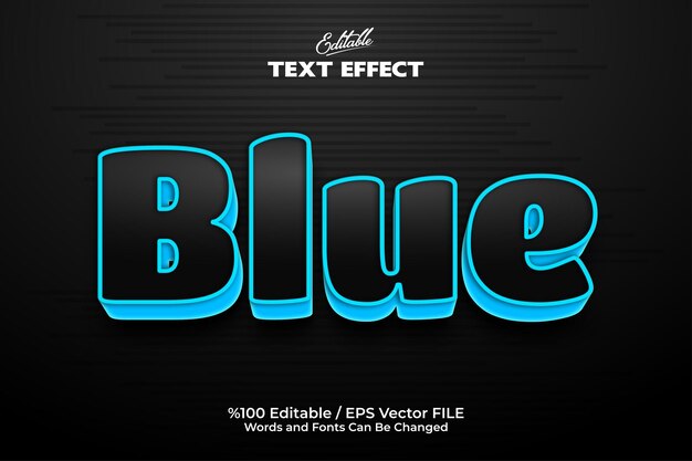 Editable Blue text effect written on a black background