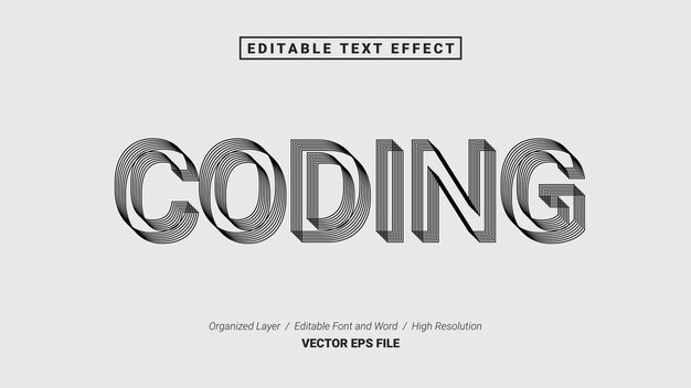 editable coding font typography template text effect style lettering vector illustration logo