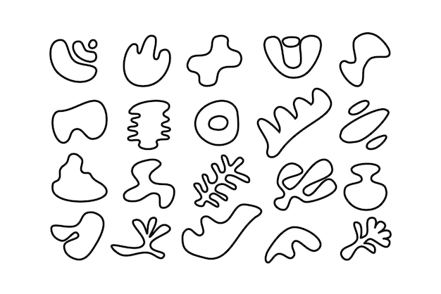 editable collection of abstract vector shapes in line style ready to use as diy graphic design kit