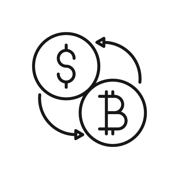 Editable Currency Exchange Icon Featuring Bitcoin and Dollar