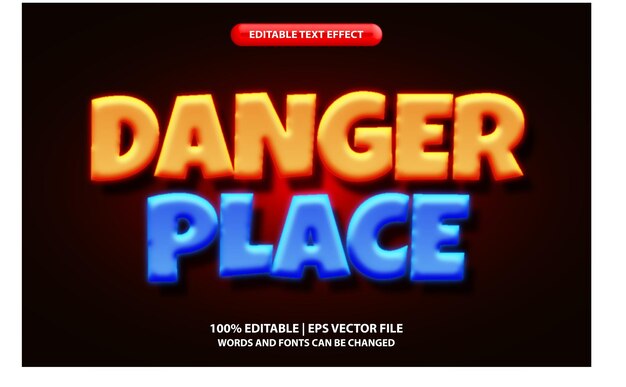 editable danger place cartoon text effect