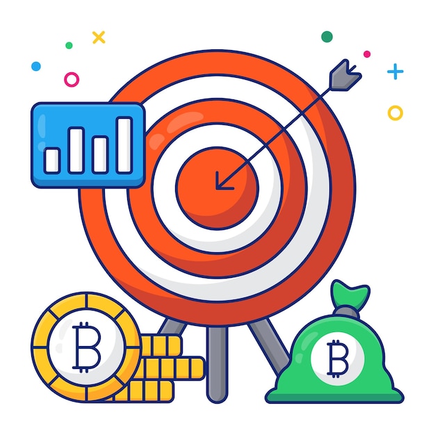 Editable design icon of bitcoin target