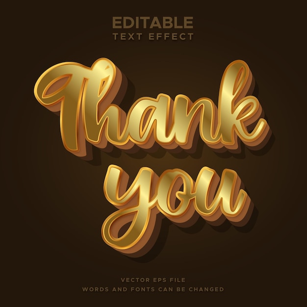 editable elegant 3d gold thank you text effect luxury golden fancy font style