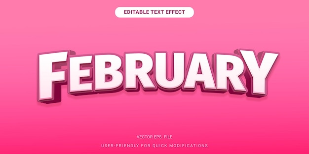 Editable February Text Effect in Bold Pink Style for Creative Posters Flyers and Branding