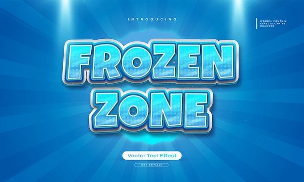 editable frozen zone text style with 3d and glitter effects