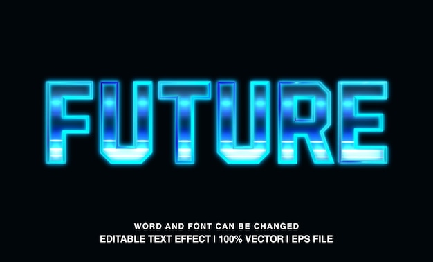 editable future blue neon futuristic typeface
