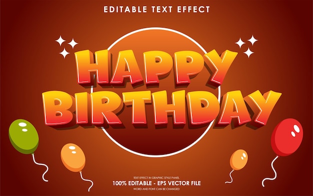 Editable Happy Birthday 3D Text Effect