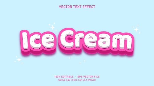 editable ice cream vector text effect