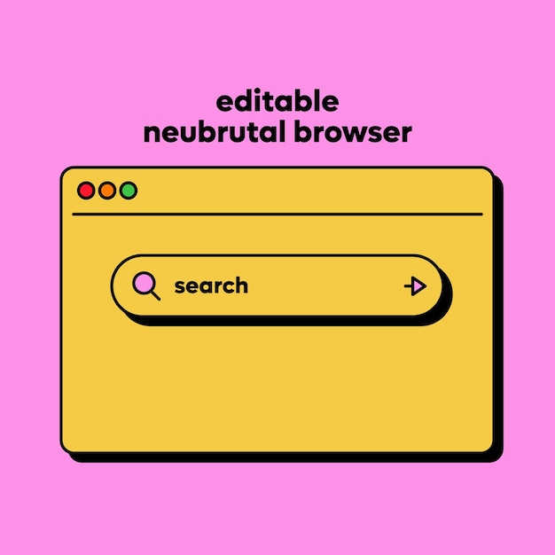editable neubrutal search bar round 3d ui element for websites
