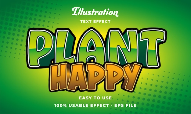 editable plant happy text effect vector modern style