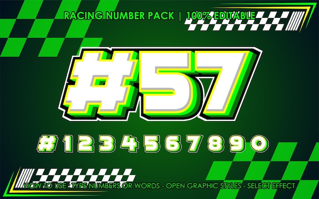 Editable Racing Number Set Text Effect