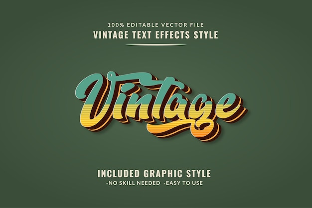 Editable Retro Vintage 3D Text Effect