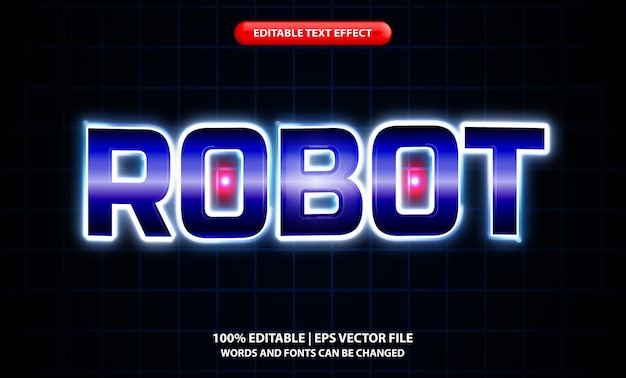 editable robot neon light futuristic text effect