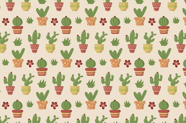 Editable Seamless Cactus Pattern