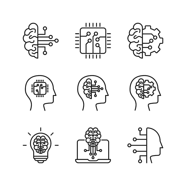 Editable Set Icon of Artificial Intelligence Vector illustration isolated on white background using for Presentation website or mobile app