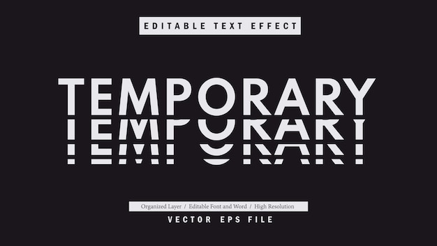 Editable Temporary Font Typography Template Text Effect Style Lettering Vector Illustration Logo