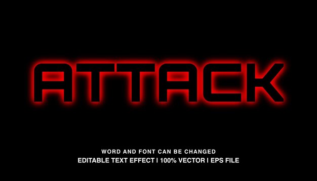 editable text effect attack red neon typeface