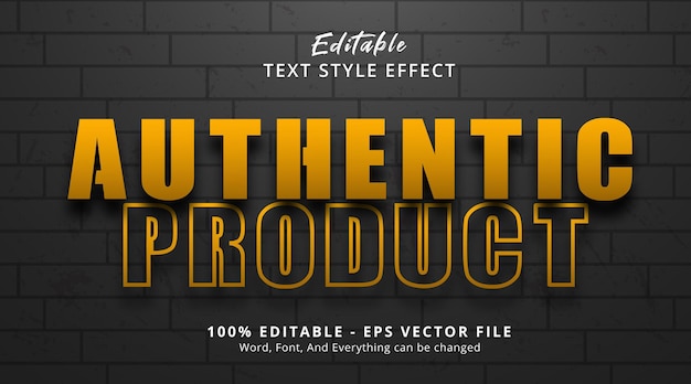 Editable text effect, Authentic Product text on bold style effect