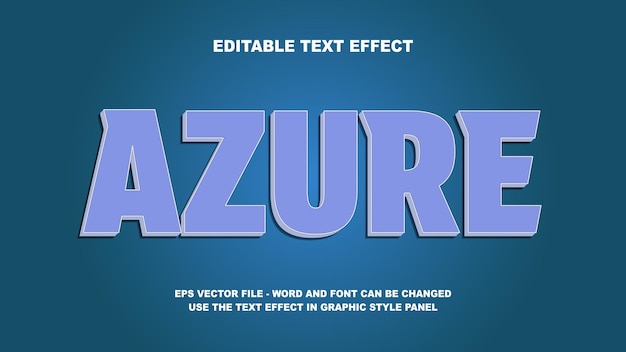 Editable Text Effect Azure 3D Vector Template