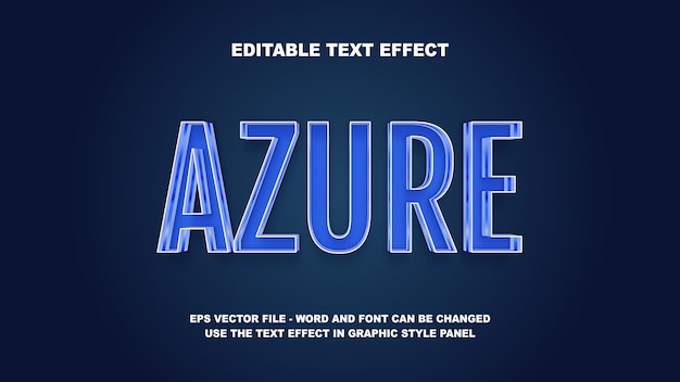 Editable Text Effect Azure 3D Vector Template