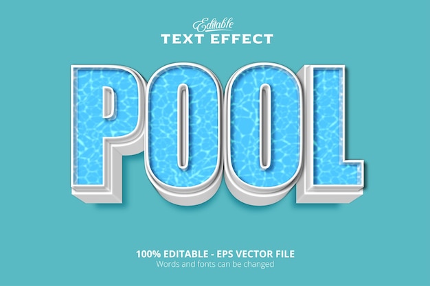 editable text effect blue background pool text effect
