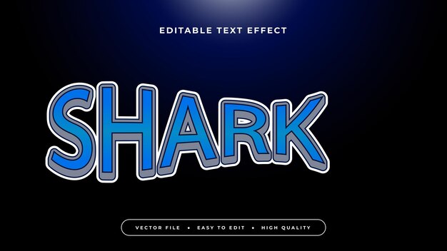 Editable text effect Blue shark text on dark blue background