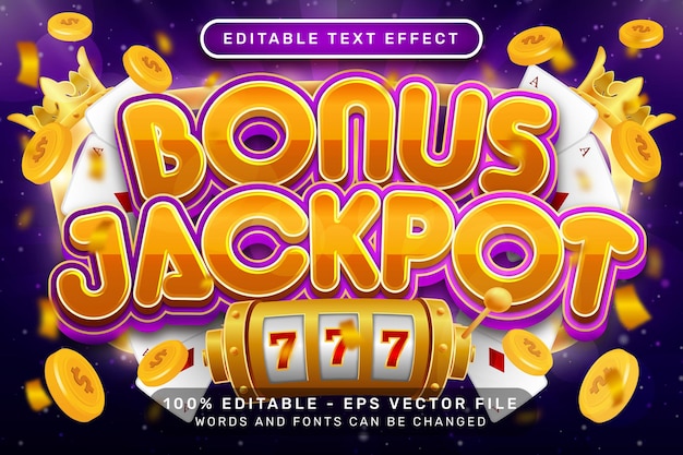 Editable text effect bonus jackpot 3d text effect style concept