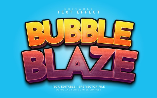 editable text effect bubble blaze 3d style text
