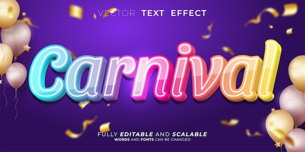 Editable text effect carnival with three dimension text style