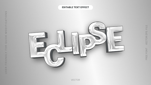 editable text effect chrome gray monochrome y2k style eclipse