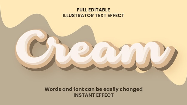 editable text effect cream cake 3d style