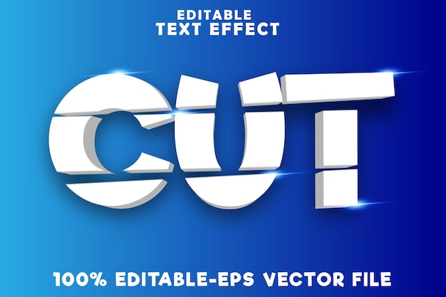 Editable text effect cut with simple slice modern style