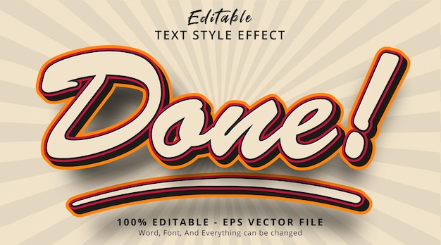 Editable text effect, Done text with popular color combination effect