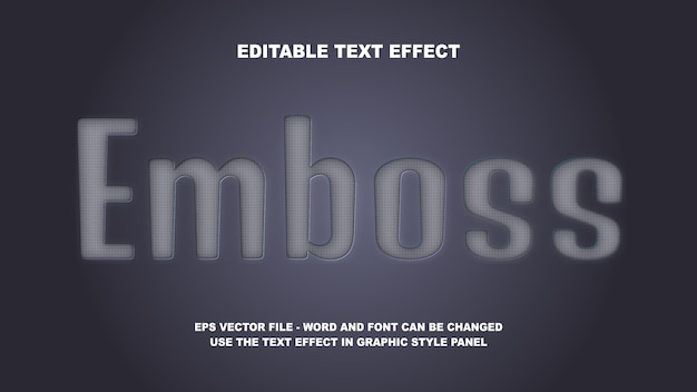 editable text effect emboss 3d vector template