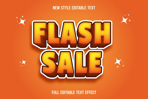 Editable text effect flash sale color yellow and orange