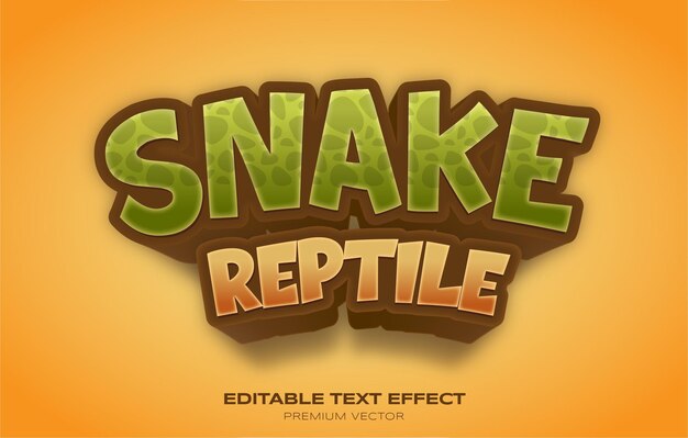 Editable text effect for snake reptile premium vector