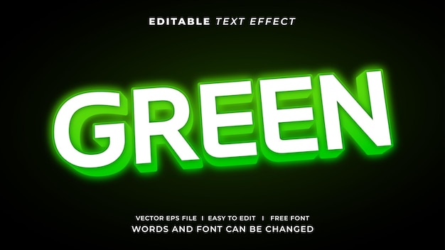 Editable text effect green neon light style