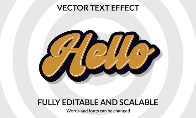 Editable text effect Hello 3d style vector template