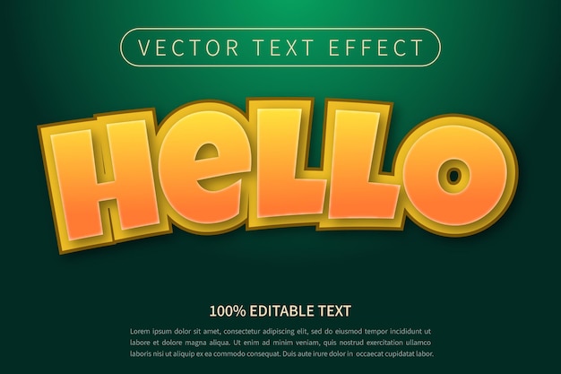 Editable text effect hello golden text style vector