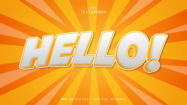 Editable Text Effect Hello Style Illustration