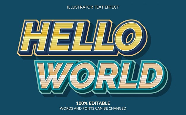 editable text effect, hello world retro text style