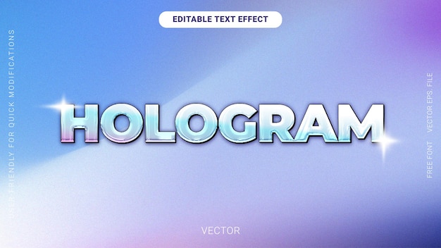 Editable Text Effect Hologram soft purple blue Gradient vector