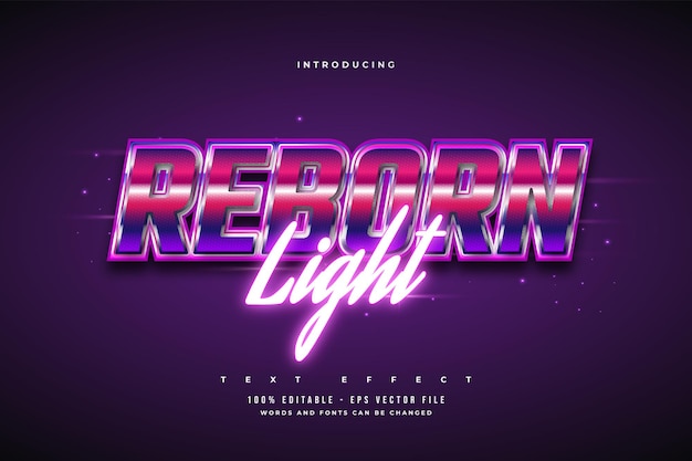 editable text effect in colorful retro style and glowing neon effect