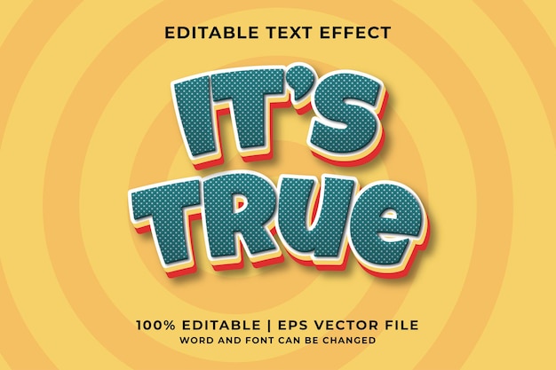 Editable text effect - It's True Cute style template premium vector