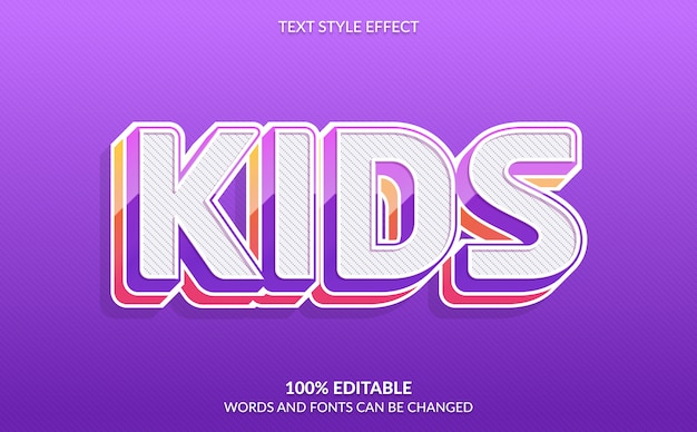 Editable Text Effect, Kids Text Style