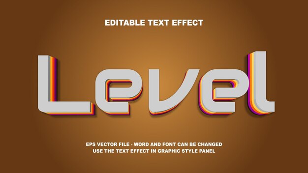 editable text effect level 3d vector template