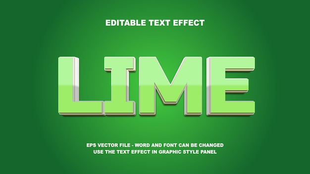 editable text effect lime glow 3d vector template