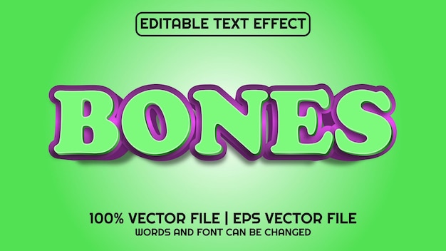 editable text effect modern 3d bones and minimal font style