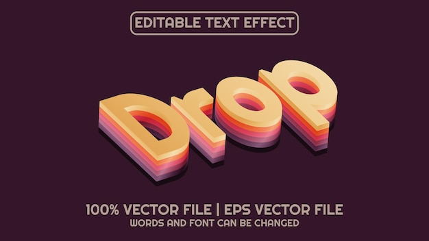 Editable text effect modern 3d drop and minimal font style