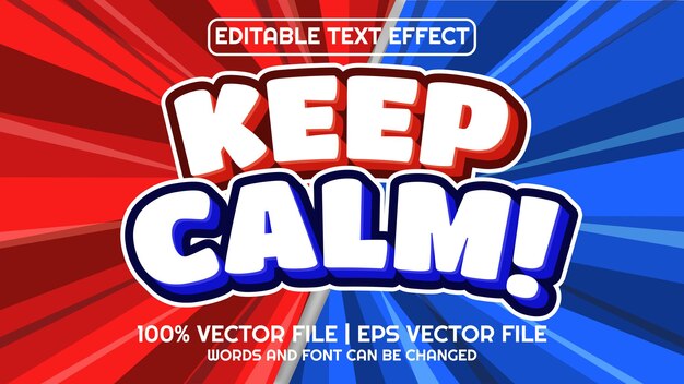 editable text effect modern 3d keep calm! and minimal font style